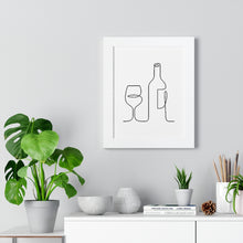 Load image into Gallery viewer, Wine Glass &amp; Bottle Single Line Art Print
