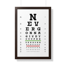 Load image into Gallery viewer, Eye Chart: Never Gonna Give You Up
