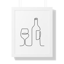 Load image into Gallery viewer, Wine Glass &amp; Bottle Single Line Art Print
