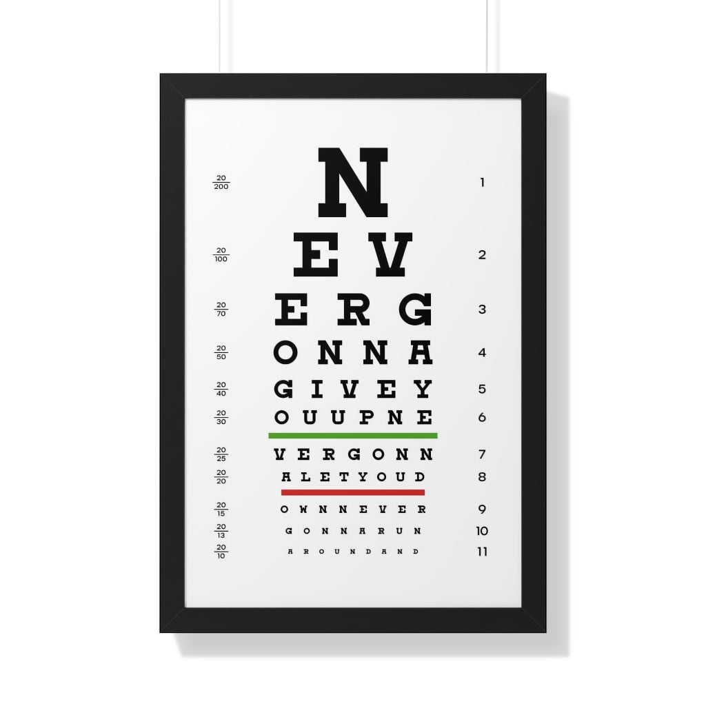 Eye Chart: Never Gonna Give You Up