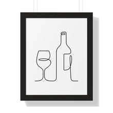 Load image into Gallery viewer, Wine Glass &amp; Bottle Single Line Art Print
