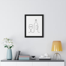 Load image into Gallery viewer, Wine Glass &amp; Bottle Single Line Art Print
